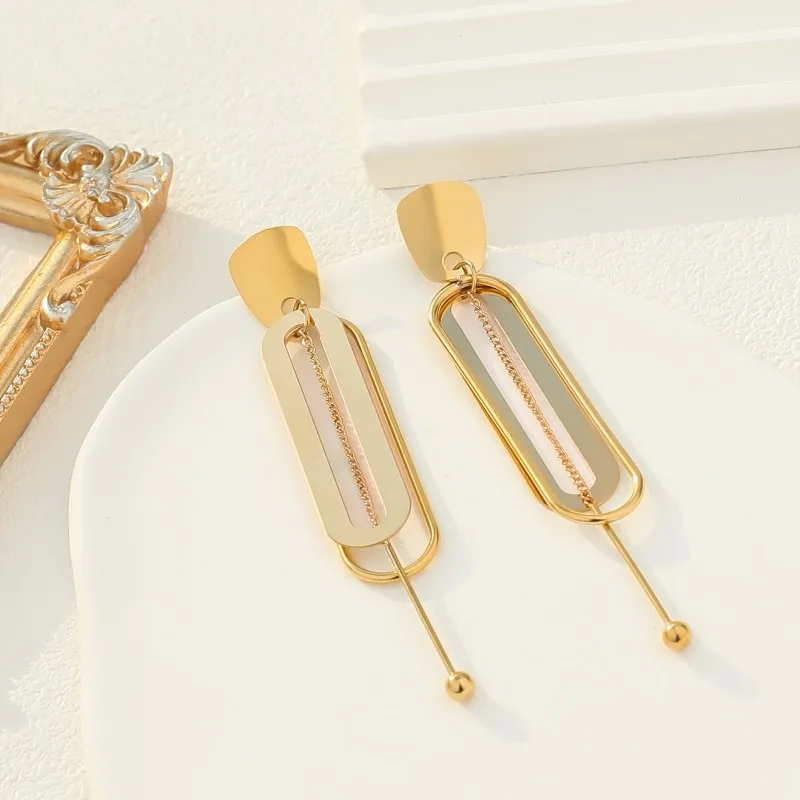 5th c fine jewelry Affordable Bohemian Chic Gold-Plated fine jewelry in spanish Paper Clip Square Drop Earrings - Stylish Gift fine jewelry yellow