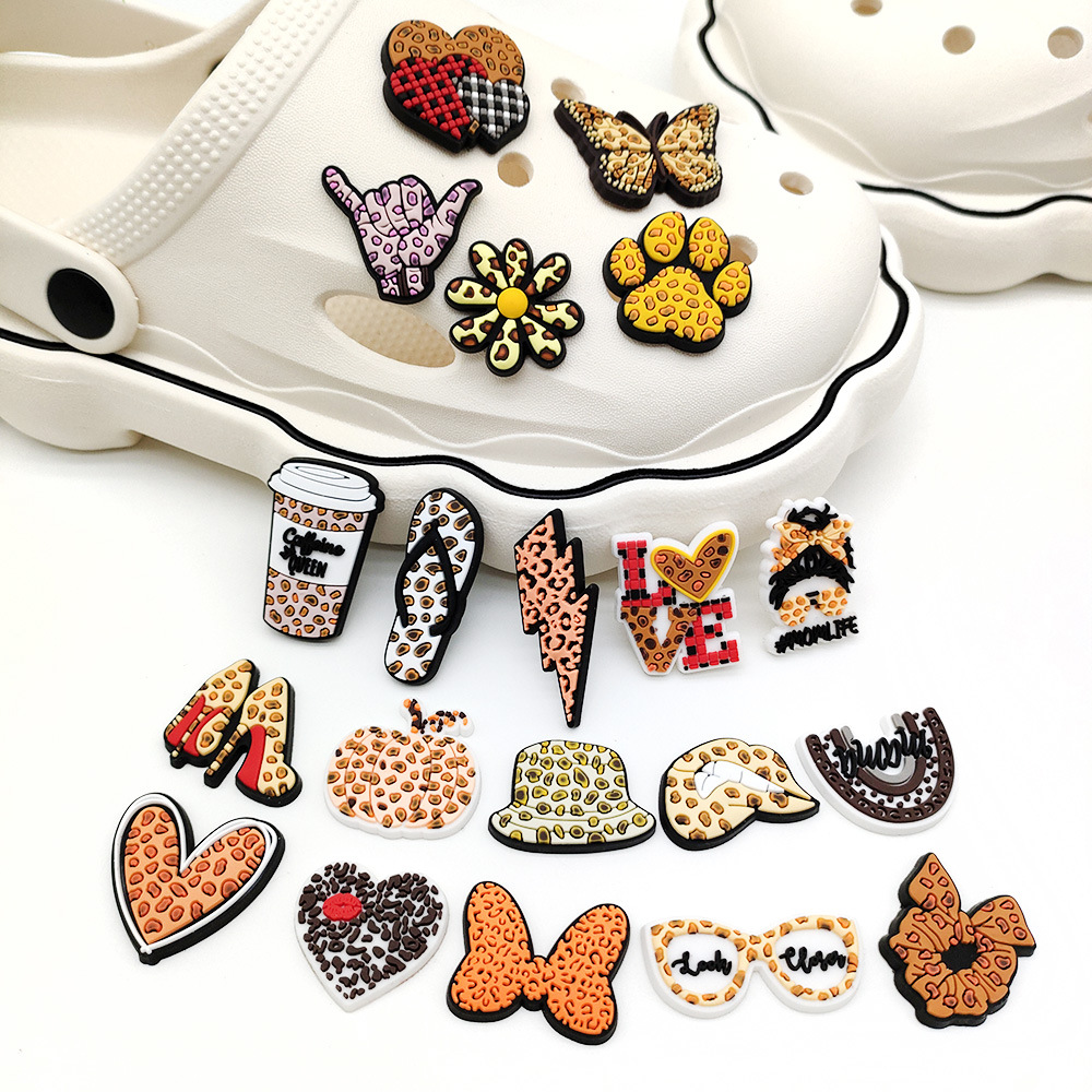 affordable gift Affordable Luxury 20-Hole Polished artisanal Leopard Shoe Charms - Decorative Croc Buckles Wholesale fashion-forward