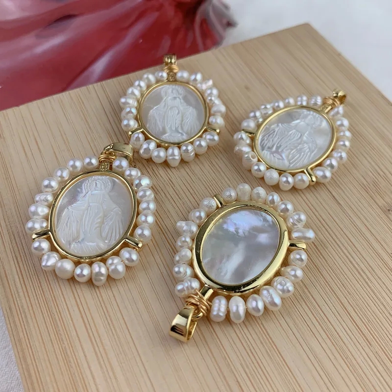 fine jewelry pearl necklace Minimalist Hand-Engraved Oval rw fine jewelry Pearl Copper Charms - Vintage Vibes & Refined Elegance Jewelry Accessories fine jewelry thailand