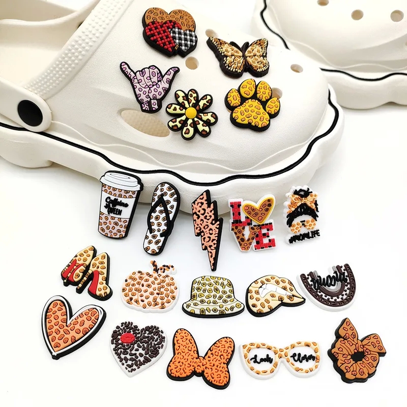 glamorous Affordable Luxury trendsetting 20-Hole Polished Leopard Shoe Charms - Decorative Croc Buckles Wholesale quick