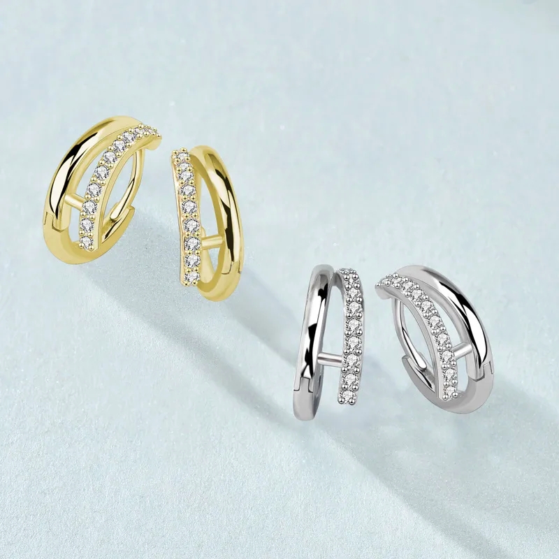 Custom Fashion-Forward 925 Sterling Silver Zircon Round Earrings - Edgy Style