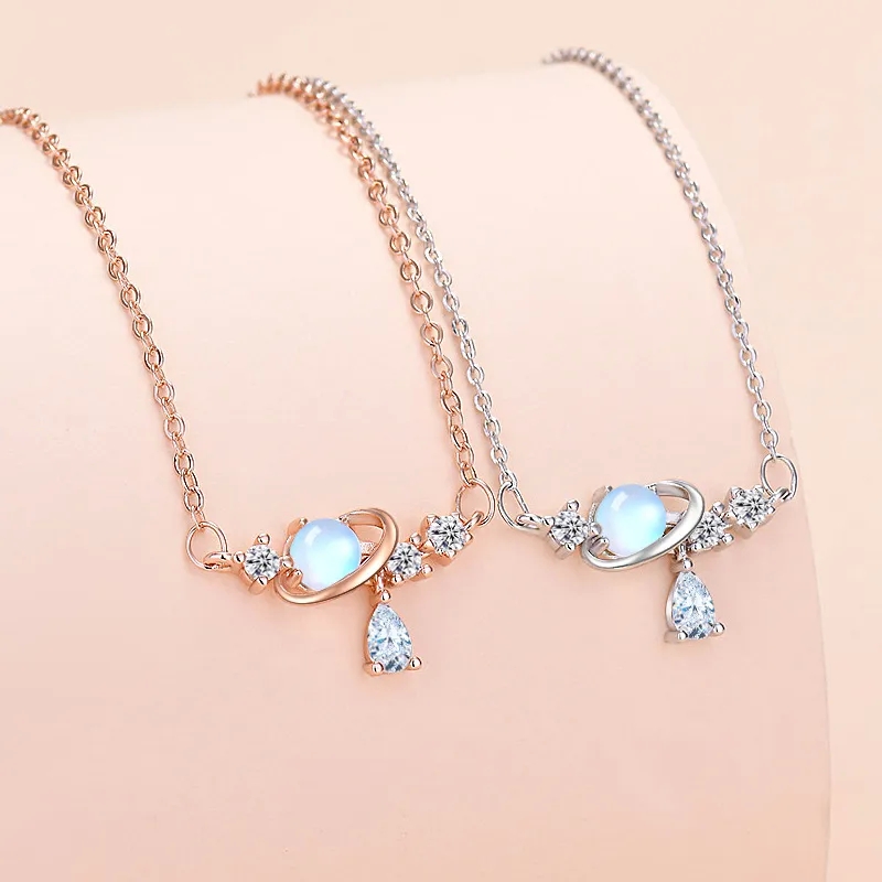 Affordable Unisex Sweet Planet Necklace: Comfortable Luxury with Copper Plating & Zircon Inlay