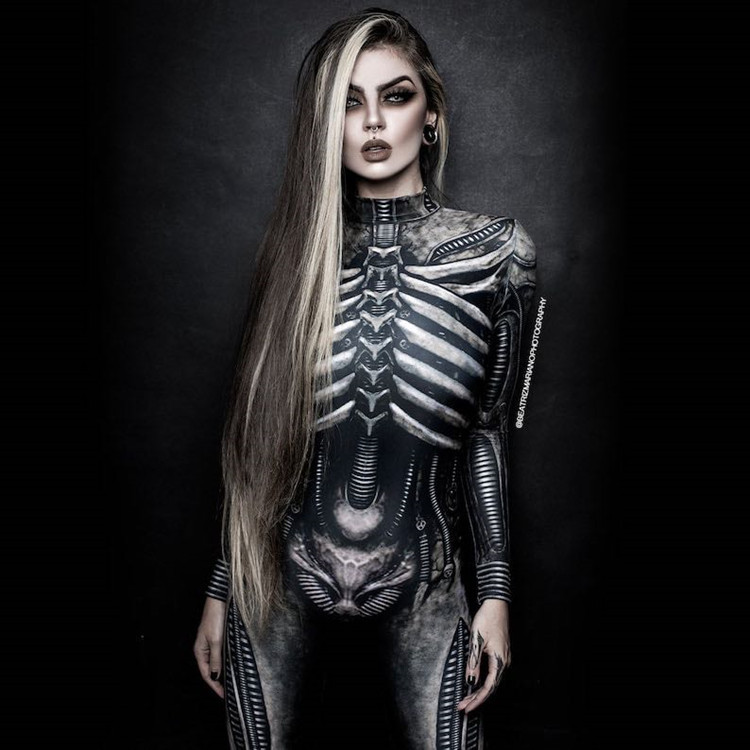 women's clothing sam's club Vintage women's clothing 97030 Artisan-Made Skeleton Print Halloween Costumes for Women - Seasonal Party & Festival Wear 2x women's clothing
