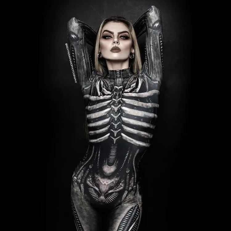 young women's clothing Vintage Artisan-Made Skeleton Print Halloween Costumes george women's clothing for Women - Seasonal Party & Festival Wear women's clothing express
