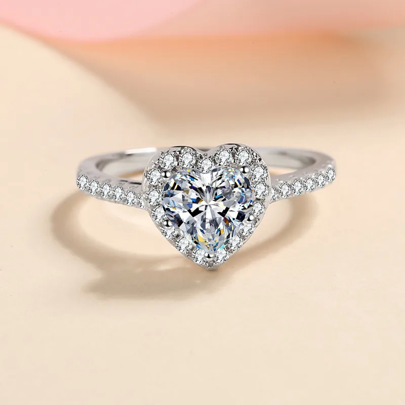 affordable high end jewelry brands Retro Trendsetting High-End Heart Shaped Moissanite Rings in 925 high end tiffany jewelry Sterling Silver Wholesale children's high end jewelry
