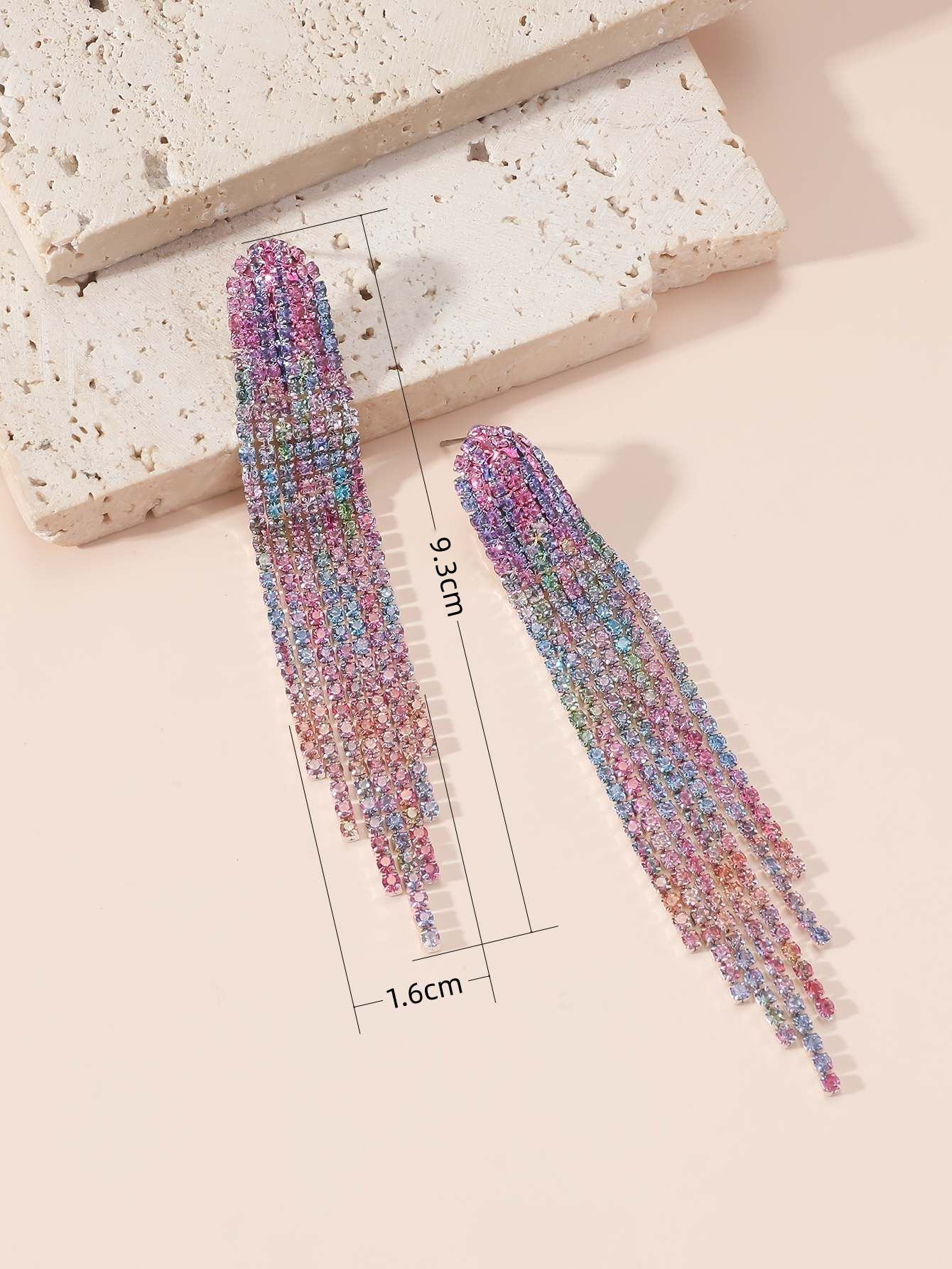 fashion jewellery 2023 Artisan-Crafted Geometric Silver-Plated Rhinestone costume jewelry yellow Earrings - Glossy Fast Shipping fashion jewelry valparaiso