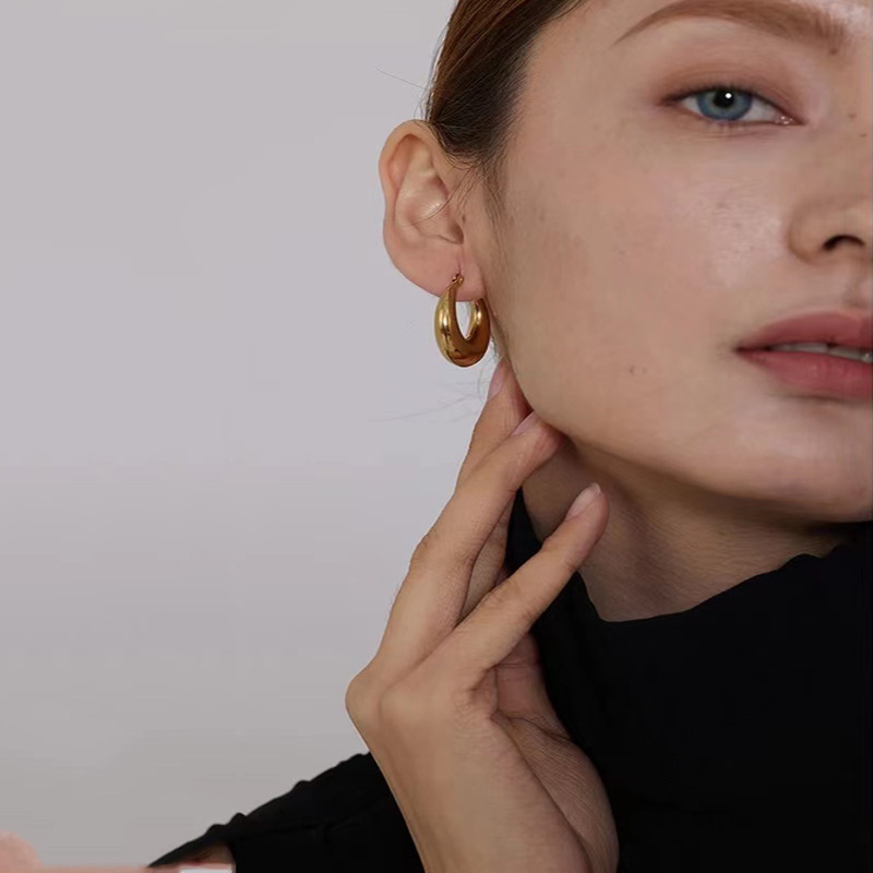 fine jewelry new york Vintage Ethical Statement U-Shape 18k Gold Plated Stainless xander jane fine jewelry Steel Earrings - Trendsetting Style Pair isy's fine jewelry