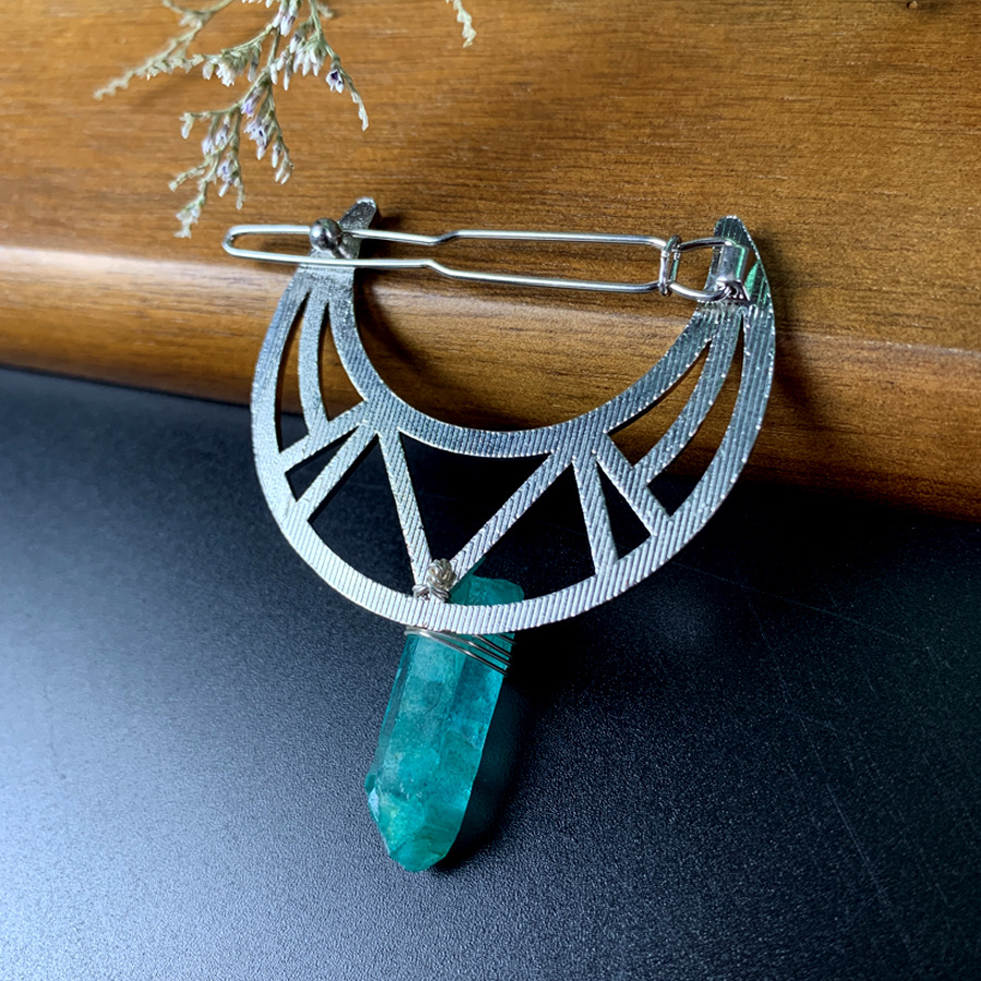 hair accessories pins Minimalist Handmade Crystal Moon Hair Clip - Branded, Comfortable Metal hair accessories with veil Design hair accessories los angeles