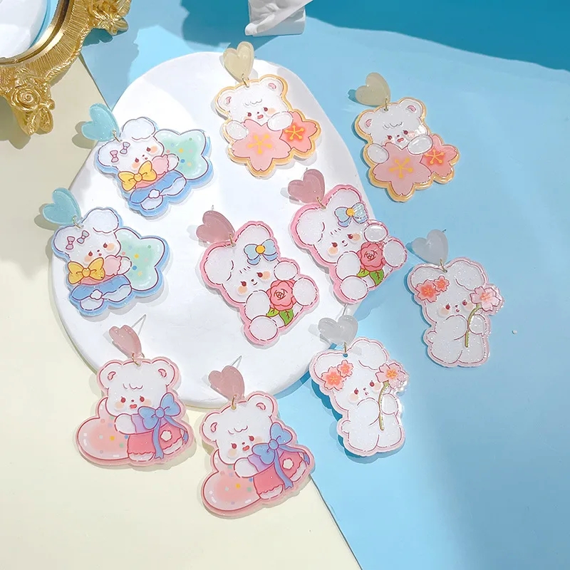 Budget-Friendly Authentic Acrylic Rabbit Earrings - Simple Elegance and Refined Charm