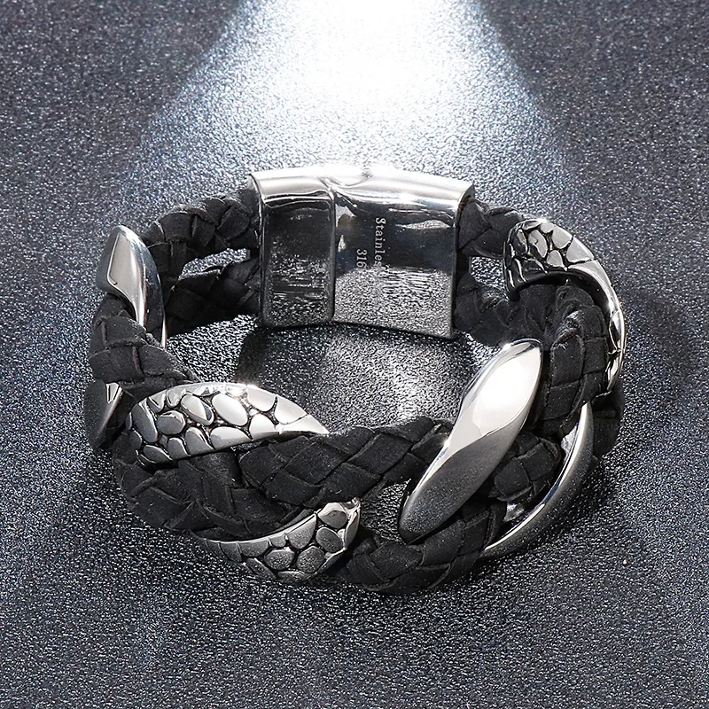 Exclusive Custom-Fit Color Block Stainless Steel Men's Bangle - Dainty Party Wear