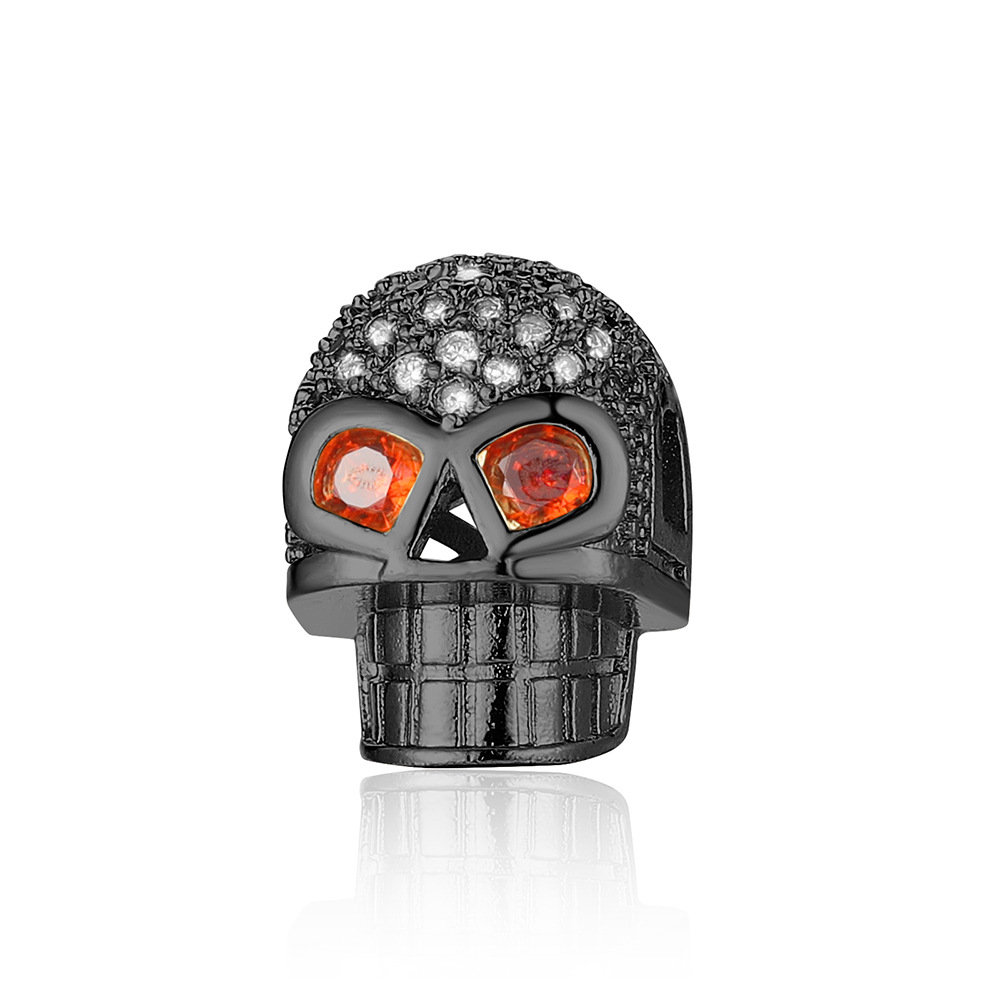 real crystal beads for jewelry making Ethically Crafted 11x9mm Rustic Copper Zircon Skull Pendant 18K Gold-Plated Jewelry Piece - stones for jewelry making High-Quality 6mm black beads for jewelry making