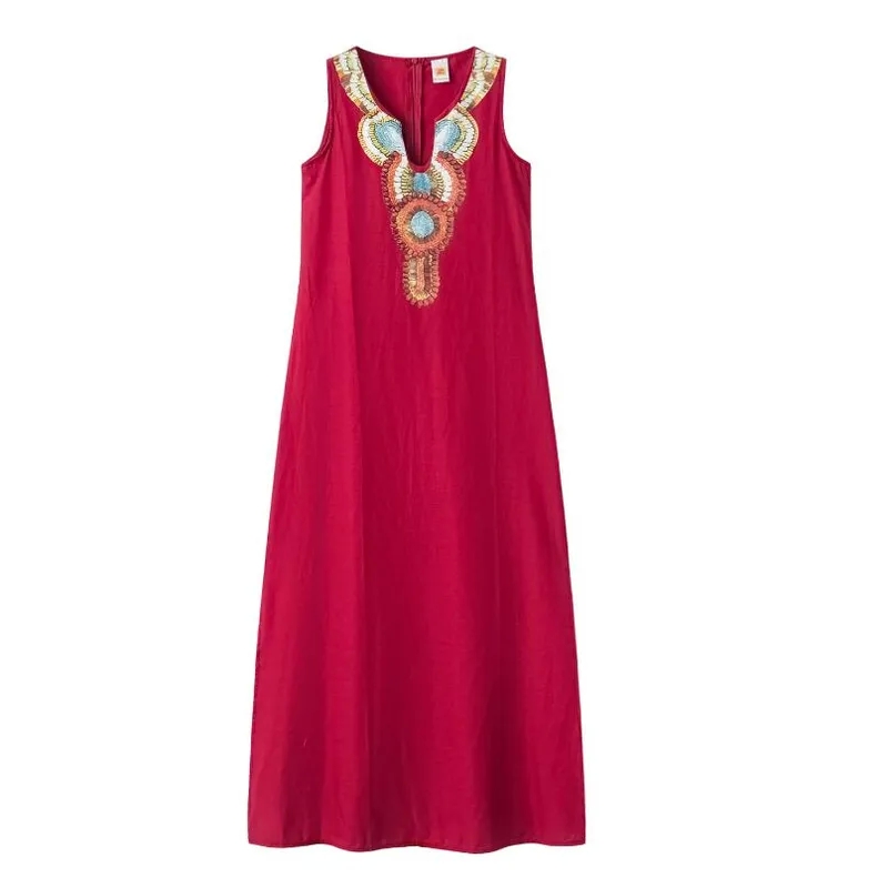 women's clothing johnson city tn Eco-Friendly Bohemian Sleeveless Geometric Maxi white stuff uk women's clothing Dress - Refined A-Line Skirt with V-Neck and Slit Design zacks women's clothing store