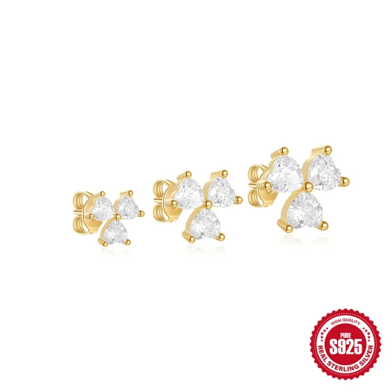 Chic Celebrity Style 925 Sterling Silver Geometric Ear Studs - Affordable Sparkle Heritage Collection