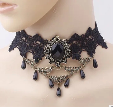 Vintage Inspired Vibrant Lace Necklace Chain - Hypoallergenic Trendsetting Casual Jewelry