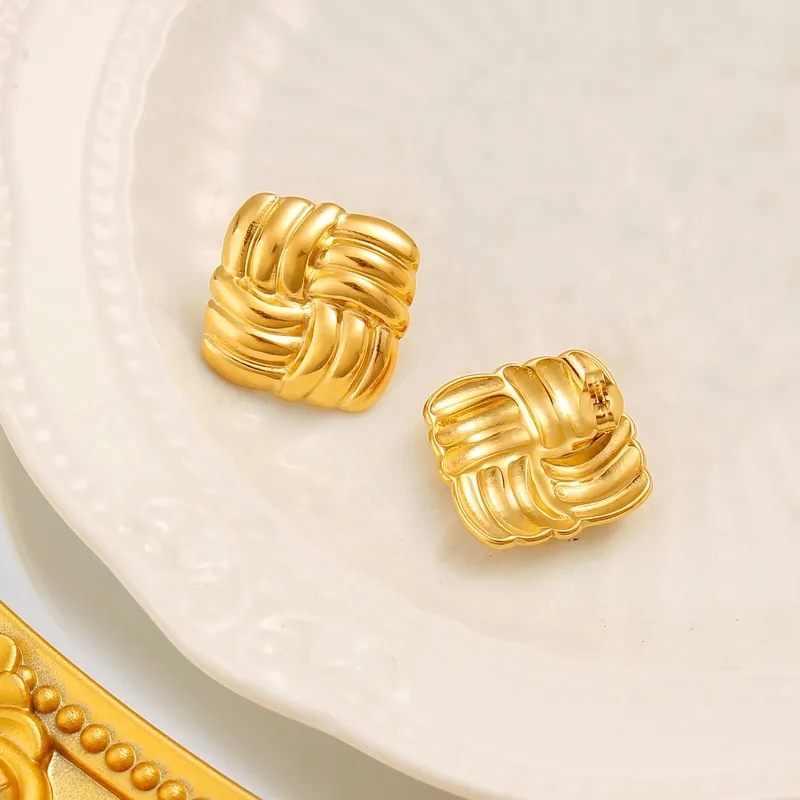 regalia fine jewelry Modern 18K Gold Plated Geometric Ear Studs - Premium fine jewelry resale near me Quality, Affordable Gift best fine jewelers
