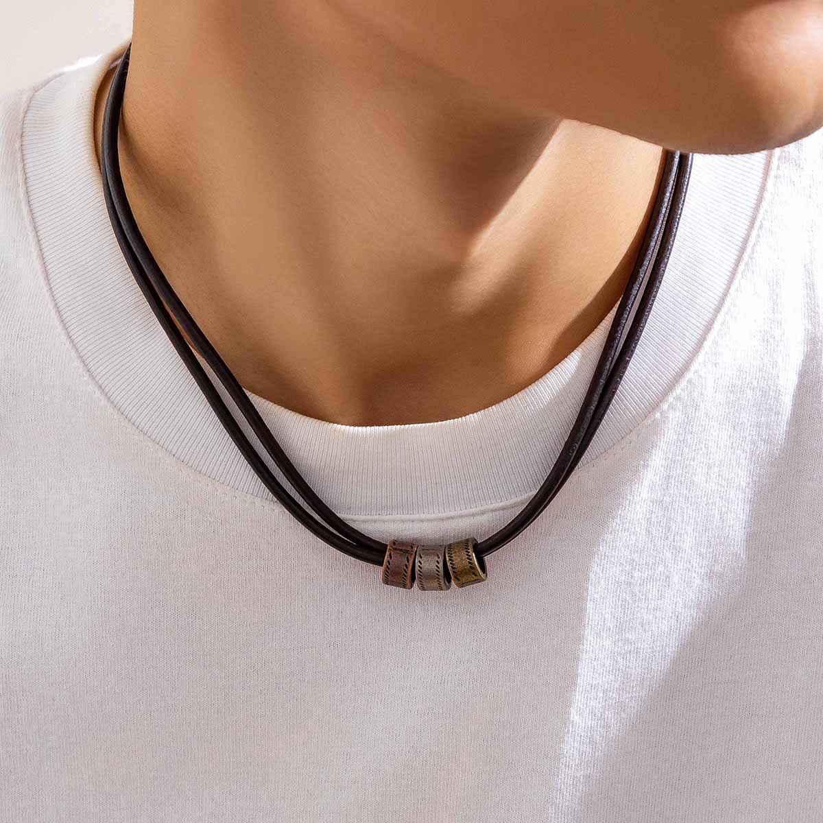 urban outfitters men's jewelry Eco-Friendly Geometric PU Leather Alloy mens 24kt jewelry Men's Bracelets & Necklace | Grunge Ethnic Style Collection men's jewelry for fathers day
