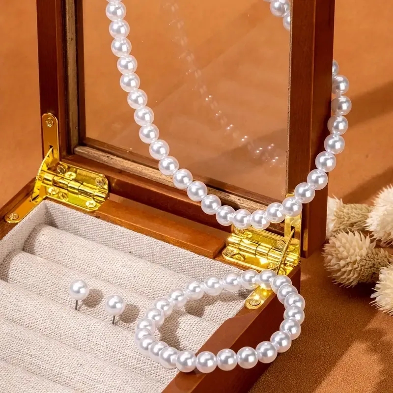 daoud's fine jewelry Elegant Silver-Plated fine jewelry stores near me Jewelry Set: Adjustable Pearl & Rhinestone Earrings Necklace for Organic Seasonal Collection fine jewelry findings