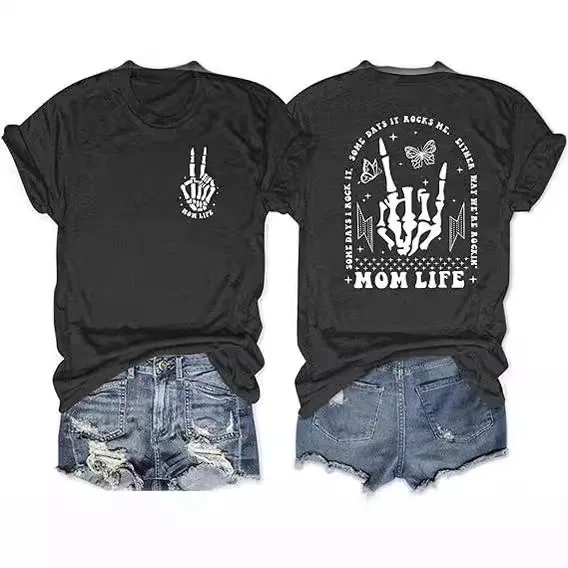 dior women clothing Wholesale Romantic Minimalist Skeleton Print Women's Short kohl's women's clothing new arrivals Sleeve T-Shirt Seasonal Streetwear Collection women's clothing tops