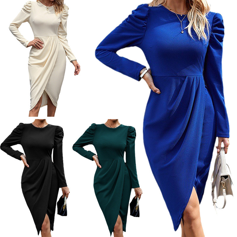 elegant women's clothing Elegant women's clothing trends 2024 Women's Long Sleeve Wrap Dress - Classic Knee-Length Cocktail Party Attire for an Affordable Gift women's clothing 89149