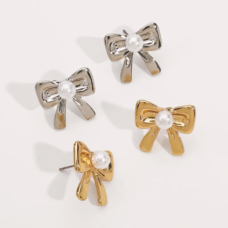 fone 4 u jewelry Bohemian Chic Ethical Bow Knot fine jewelry hallmarks Pearl Alloy Earrings Necklace for Sophisticated Women yadira's fine jewelry
