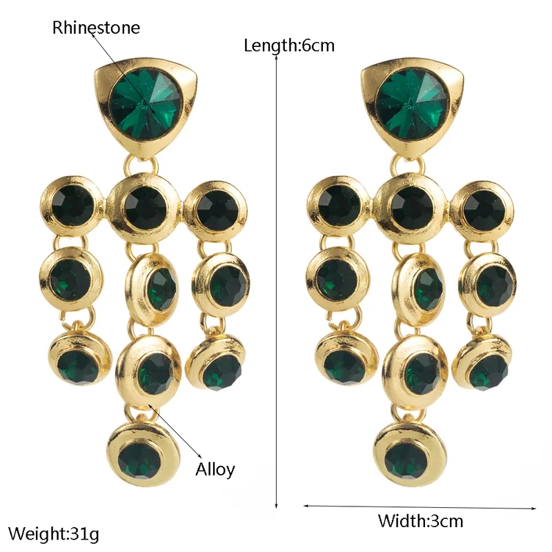 men's fashion jewelry Trendsetting Geometric Rhinestone Drop Earrings - Romantic Gold Plated Fashion nordstrom fashion jewelry Jewelry for Any Occasion names for fashion jewelry business