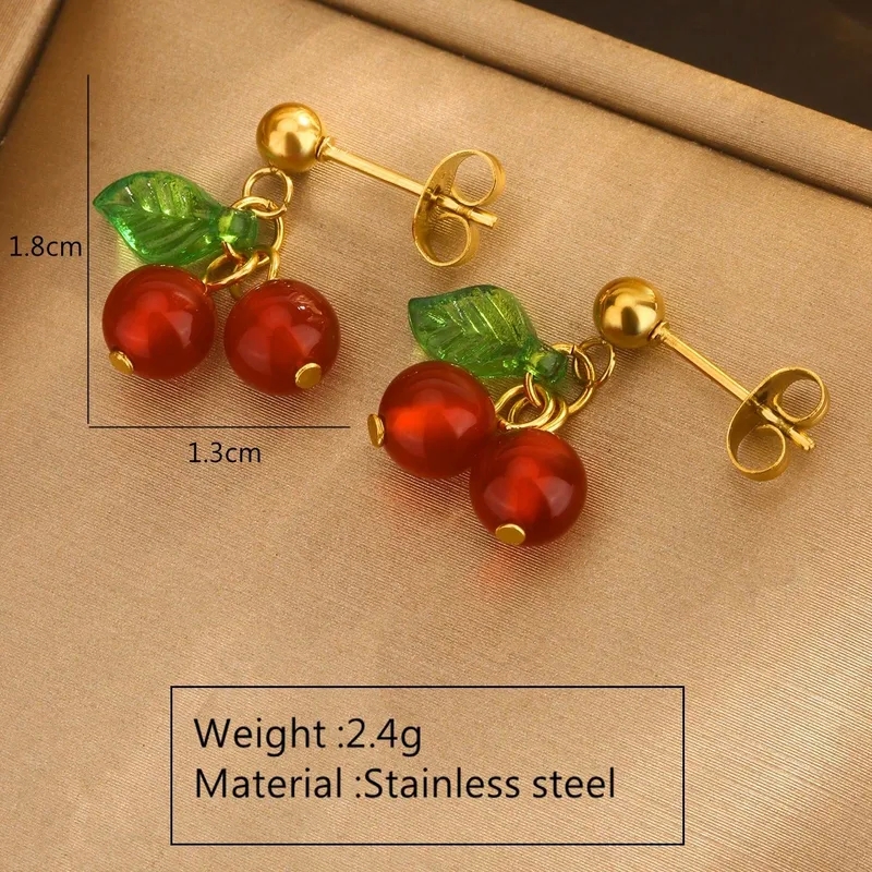 vena fine jewelry Chic Celebrity Style Cherry what is considered fine jewelry Fruit Jewelry Set: Classic 18K Gold Plated Stainless Steel Earrings & Necklace narcissus fine jewelry