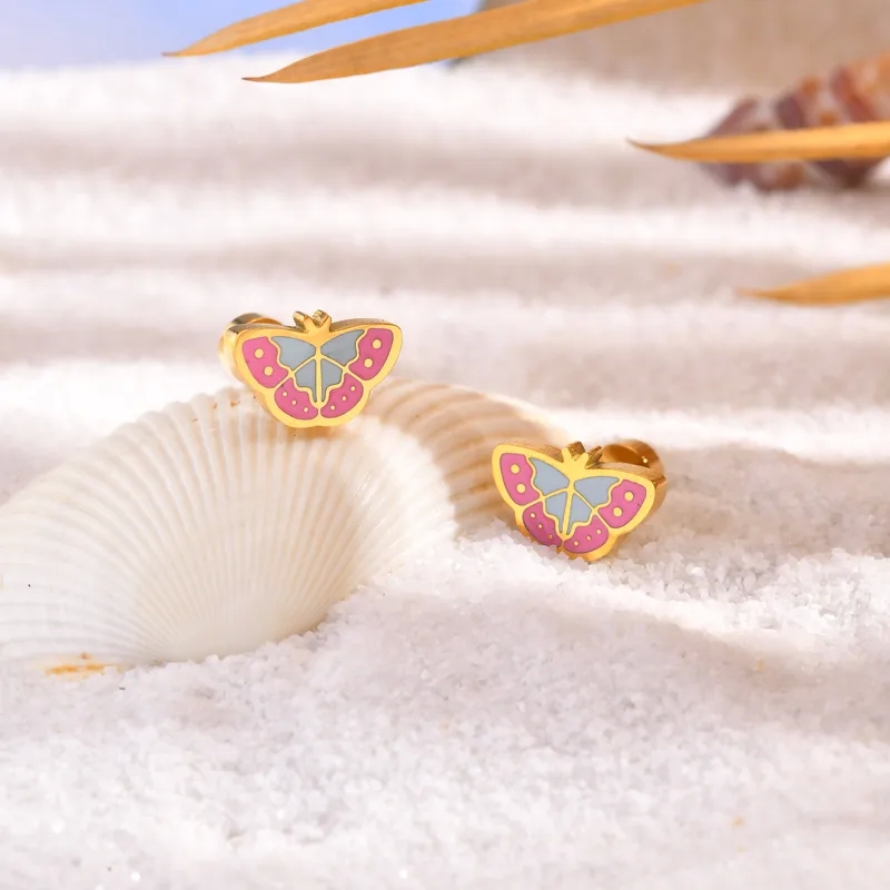 fashion jewelry handmade with love High-End Minimalist 201 Stainless Steel Butterfly Epoxy Ear Studs - Personalized Polished Gift for luxury fashion jewelry brands Girls disney descendants 3 fierce fashion jewelry
