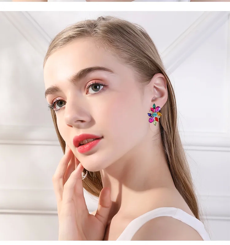 40s jewelry fashion Bespoke Grunge designer fashion jewelry Luxe Geometric Rhinestone Ear Studs - Ethically Made Vintage-Style Zinc Alloy Earrings quality korean fashion jewelry
