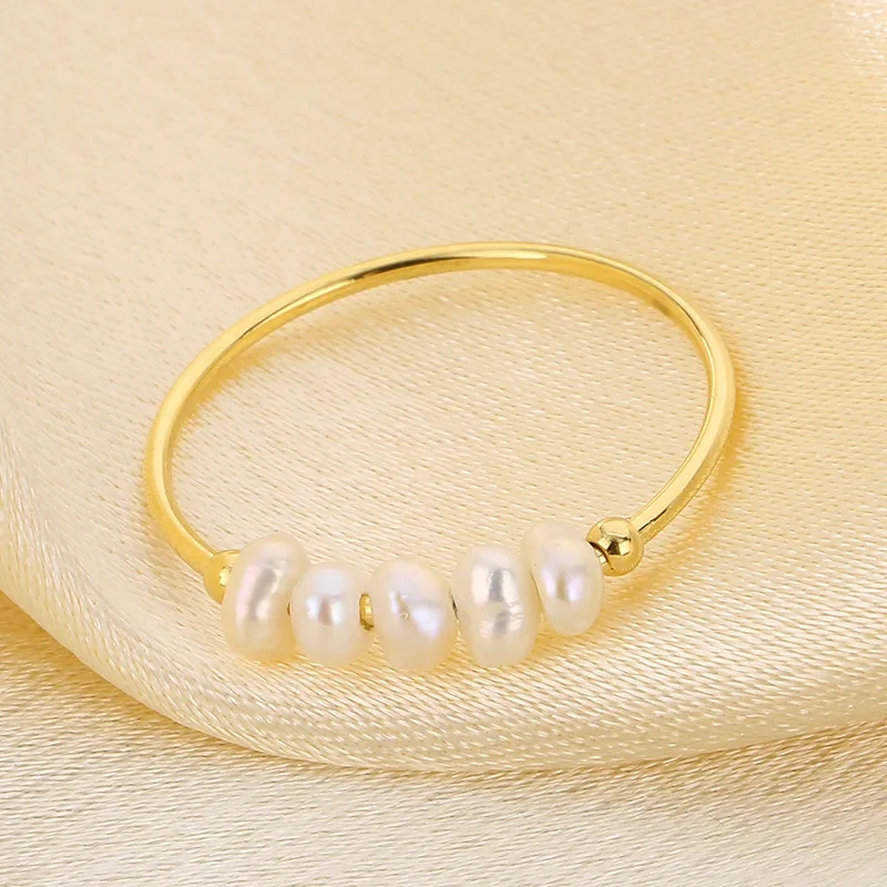 affordable high end jewelry Limited Edition high end diamond jewelry Waterproof 18K Gold Plated 304 Stainless Steel Freshwater Pearl Simple Round Rings top high end jewelry brands