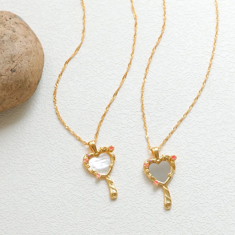 brilliance fine jewelry Discounted Luxury Princess Y2K Twist Chain Necklace with Safe Copper Gold fine jewelry collection Plating and Tribal Mirror Pendant ember fine jewelry
