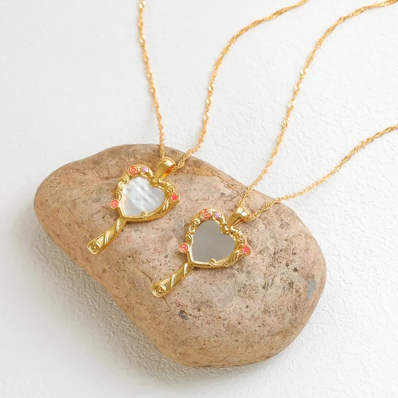elite fine jewelry Discounted Luxury Princess Y2K Twist Chain Necklace with ysl fine jewelry Safe Copper Gold Plating and Tribal Mirror Pendant fine jewelry evil eye