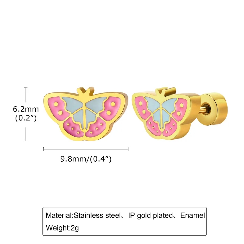 fashion jewelry 2023 High-End Minimalist 201 Stainless Steel Butterfly Epoxy Ear Studs fashion jewelry brand list - Personalized Polished Gift for Girls my fashion 88 jewelry