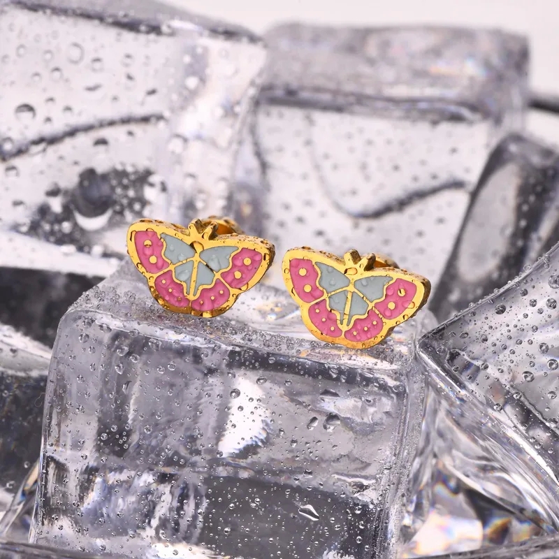 ralph lauren fashion jewelry High-End riah fashion jewelry Minimalist 201 Stainless Steel Butterfly Epoxy Ear Studs - Personalized Polished Gift for Girls ebay fashion jewelry