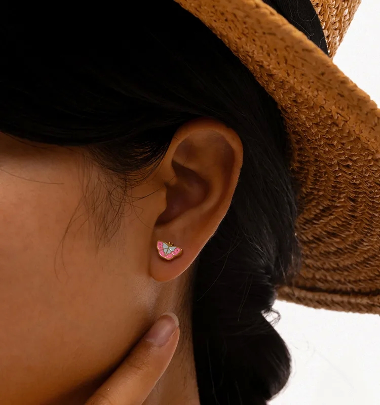 fashion jewelry houston High-End Minimalist 201 Stainless Steel Butterfly vera wang fashion jewelry Epoxy Ear Studs - Personalized Polished Gift for Girls fashion jewelry bangalore