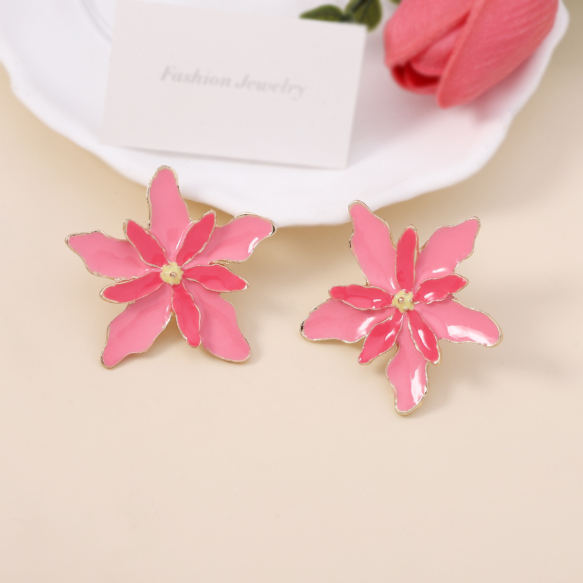 fashion jewelry hyderabad Unisex Minimalist Retro Gold Plated Flower Ear Studs - Classic gem fashion jewelry Party Wear Zinc Alloy Jewelry best fashion jewelry brands