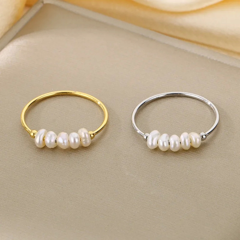 high class jewelry los angeles Limited Edition Waterproof 18K Gold Plated 304 Stainless Steel Freshwater Pearl Simple Round what is high quality jewelry Rings selling high end jewelry online