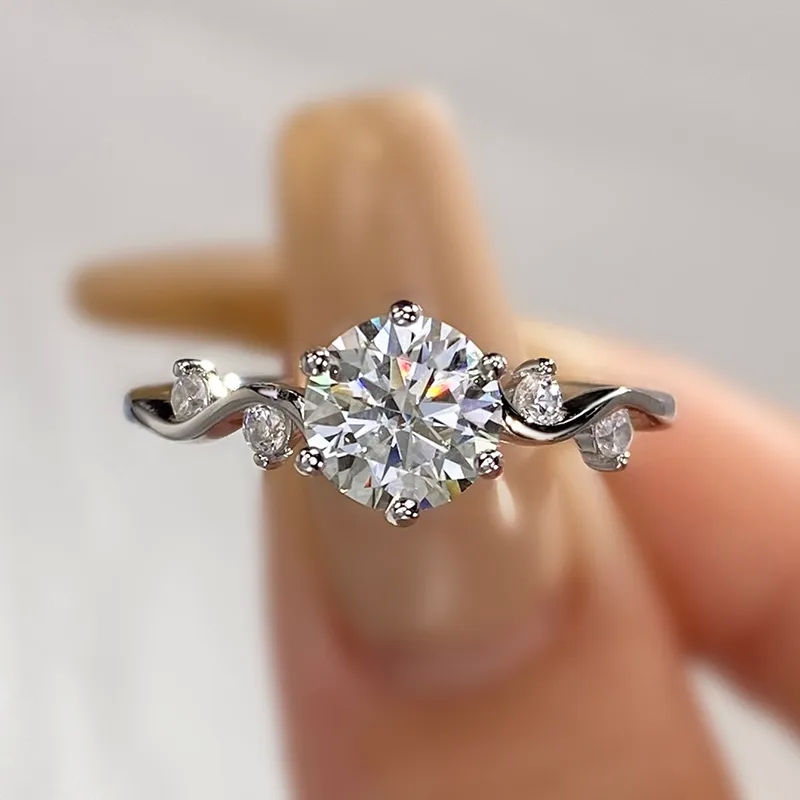 Elegant Sterling Silver Geometric Moissanite Rings - Authentic, Sleek & Lightweight Pieces