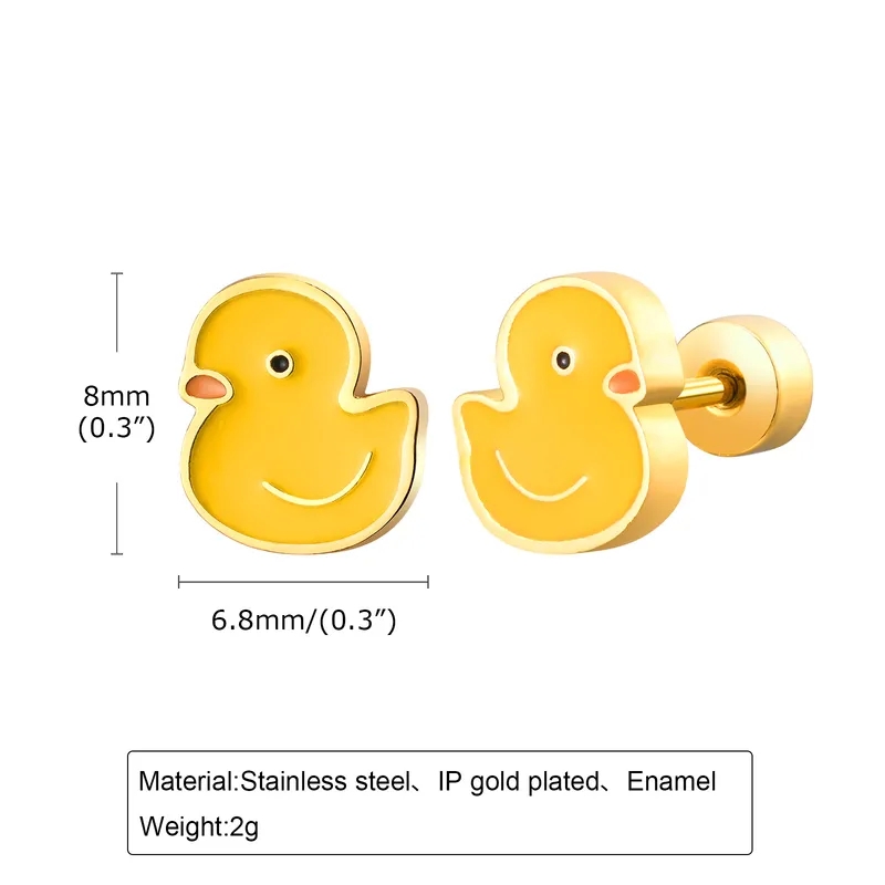 indian fashion jewelry near me Handmade Boho-Inspired Cute Duck fashion jewelry hashtags Stainless Steel Ear Studs - Affordable Everyday Jewelry Discounted fashion jewelry outlet