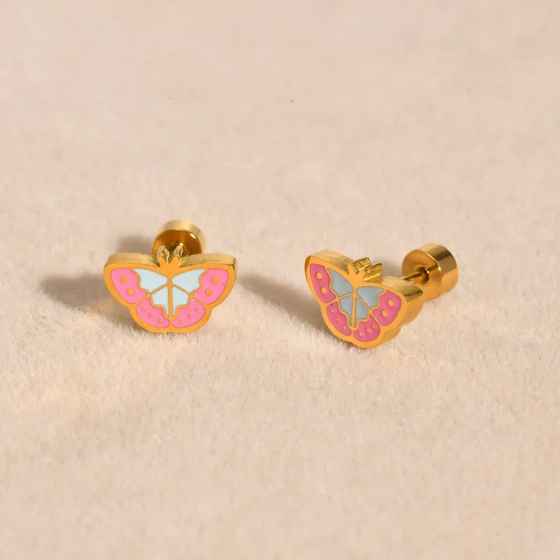 jewelry costume quality High-End Minimalist 201 Stainless Steel Butterfly Epoxy Ear Studs - Personalized Polished Gift for 17 mile fashion jewelry Girls red necklaces fashion jewelry