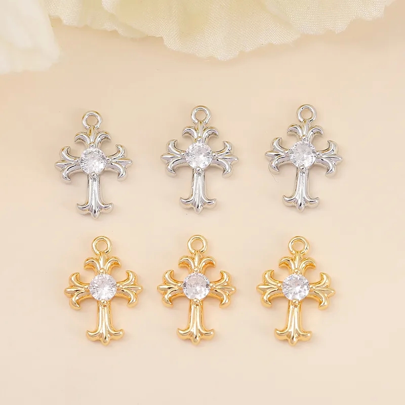 jewelry making internships Artisanal Lightweight 18K Gold Plated Cross Pendant - 6mm blue beads for jewelry making Heritage-Inspired Sleek Copper Zircon Design where to buy sterling silver for jewelry making