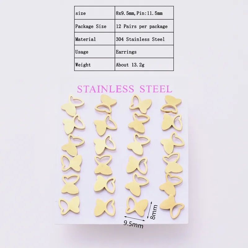 zein fine jewelry Limited Edition Modern Luxury Stainless Steel Butterfly Ear Studs - Celebrity Style in Gold (12 fine jewelry reddit Pairs) brilliance fine jewelry 10kt gold earrings