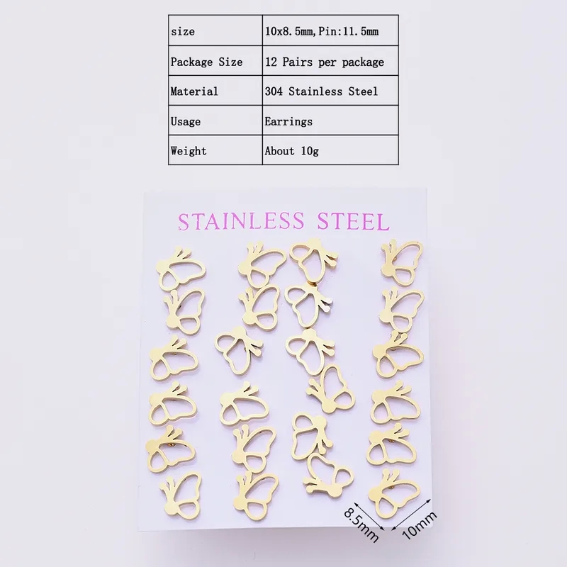 quince fine jewelry review Limited Edition Modern Luxury Stainless Steel Butterfly Ear Studs - nordstrom fine jewelry sale Celebrity Style in Gold (12 Pairs) hermans fine jewelry