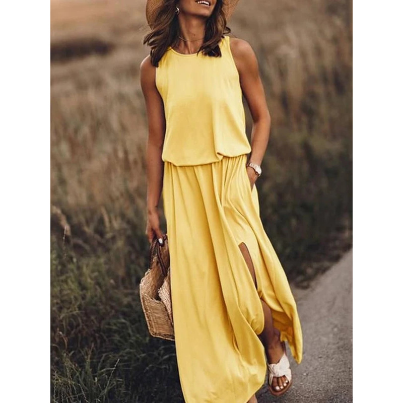 temu women's clothing Upcycled guess women clothing Classic Women's Sleeveless Maxi Dress - Elegant Minimalist Solid Color for Daily & Holiday 2x women's clothing