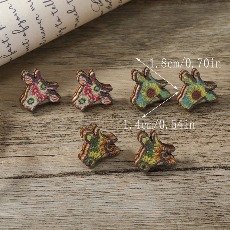 vera wang fashion jewelry Elegant Eco-Friendly Cattle Flower Wood Ear Studs - Custom Fit voylla fashion jewelry Retro Style Durable Wholesale 3 Pairs fashion jewelry hyderabad