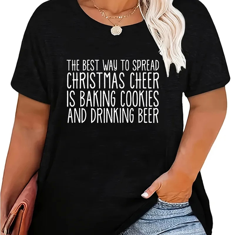women's clothing at costco Eco-Friendly Matte Boho women's clothing outlet stores Chic Plus Size Colorful Letter Print Short Sleeve T-Shirt 6pm women's clothing