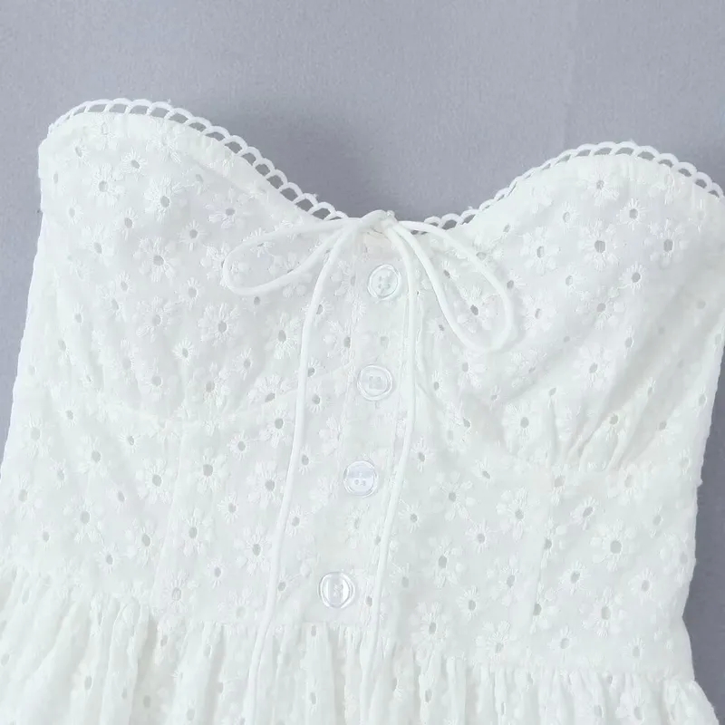 women's clothing kihei Custom-Fit Women's Strapless White Floral Dress - women's clothing las vegas Elegant, Comfortable, Seasonal Streetwear Collection women's dresses 00