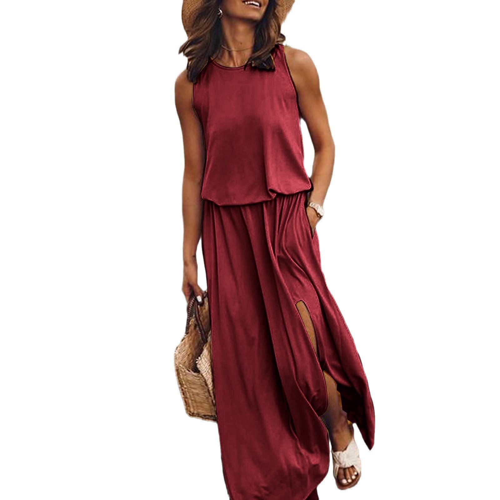 women's clothing kirkland wa Upcycled Classic Women's Sleeveless Maxi Dress - women's clothing stores online Elegant Minimalist Solid Color for Daily & Holiday zacks women's clothing store
