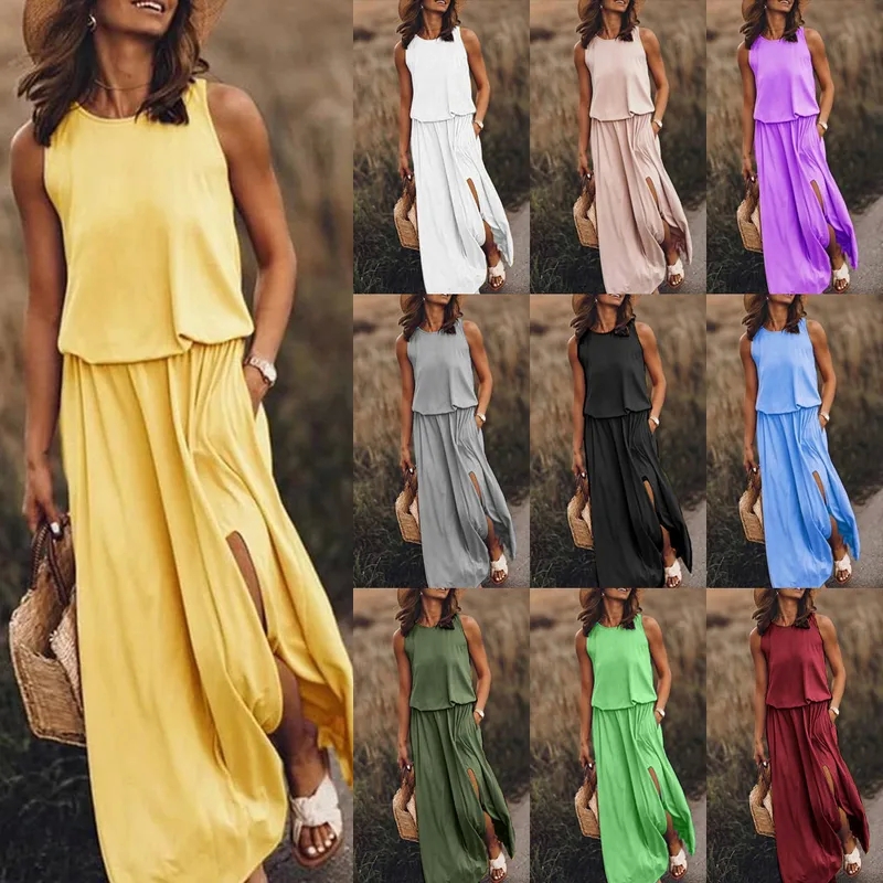 women's clothing over 50 Upcycled Classic Women's Sleeveless Maxi Dress - Elegant Minimalist Solid Color for Daily women's clothing near me & Holiday young women's clothing