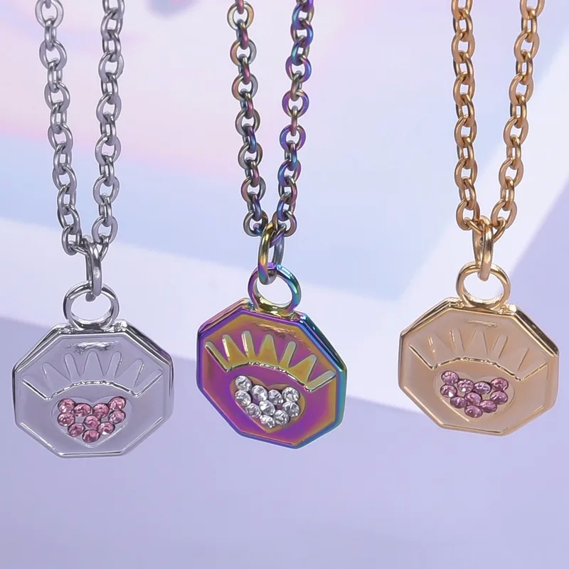 zein fine jewelry Vibrant Edgy 18K Gold Plated Geometric Heart Rhinestone Pendant Necklace - tipton's fine jewelry Skin-Friendly Modern Classic Style fine jewelry nordstrom