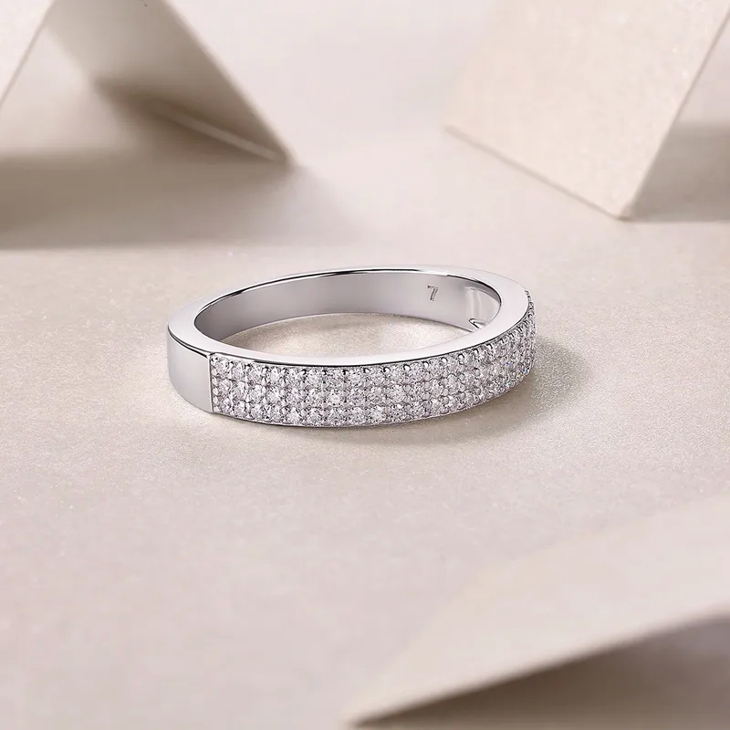 best high end jewelry for men Bespoke Minimalist 925 Sterling Silver Geometric Moissanite high quality fashion jewelry wholesale Rings pre owned high end jewelry